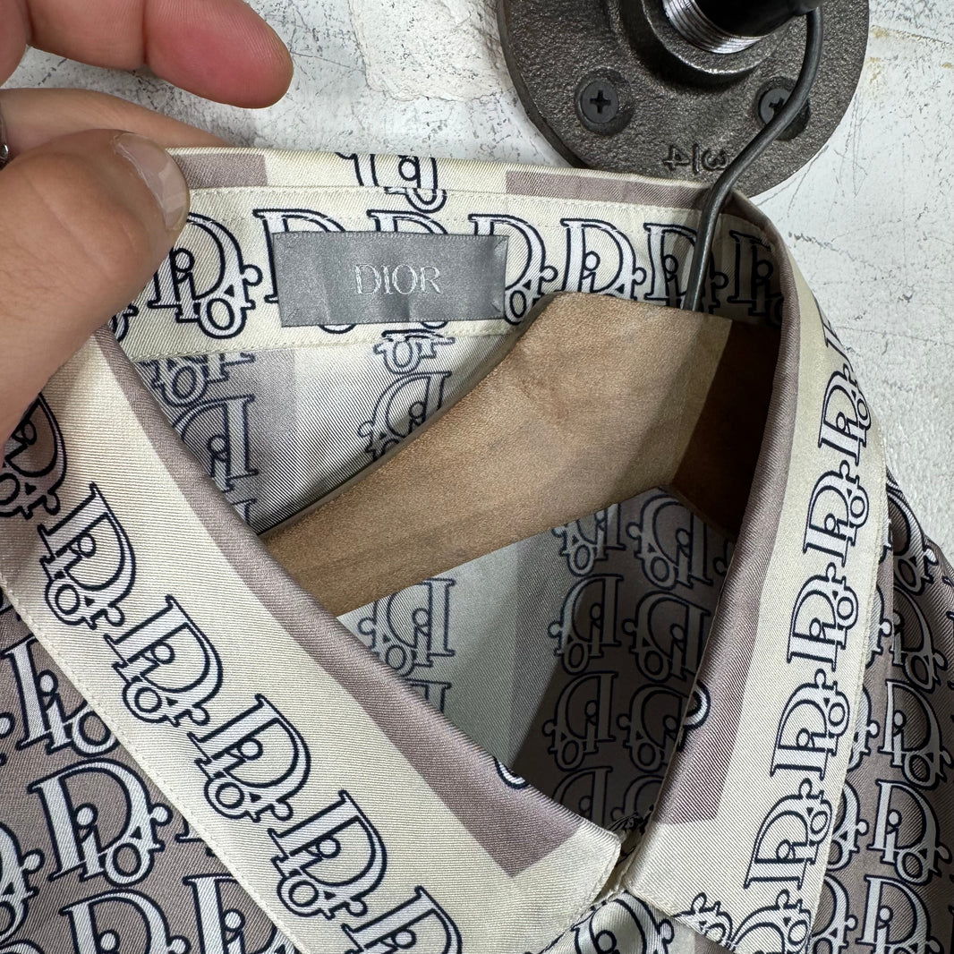 Dior Silk Grey/White Oblique Shirt