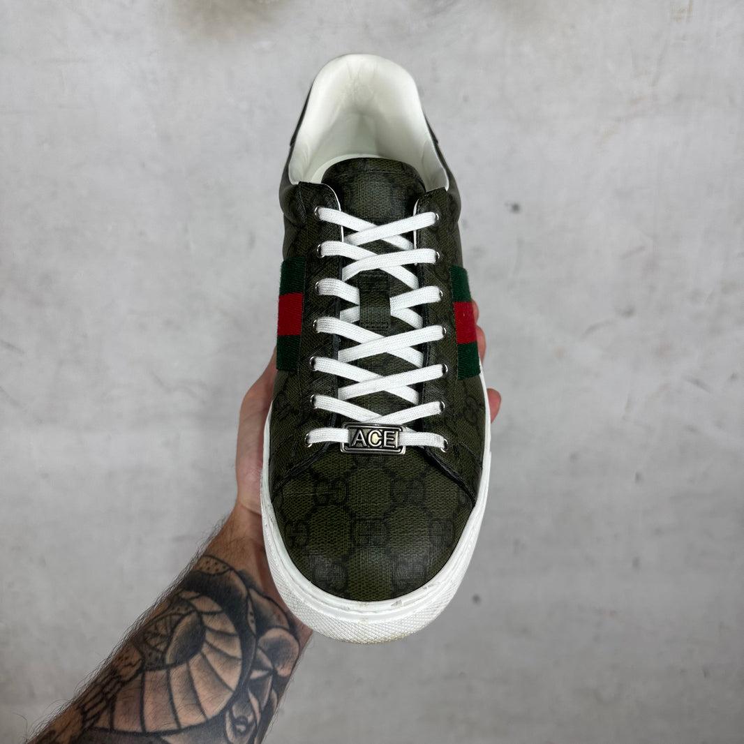 Gucci Olive Monogram Aces