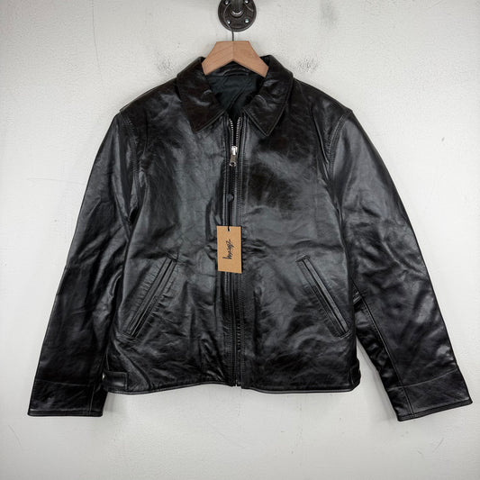 Stussy Black Leather Garage Jacket