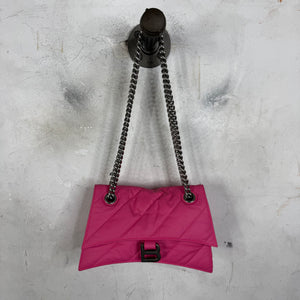Balenciaga Pink Hourglass Puffy Chained Purse