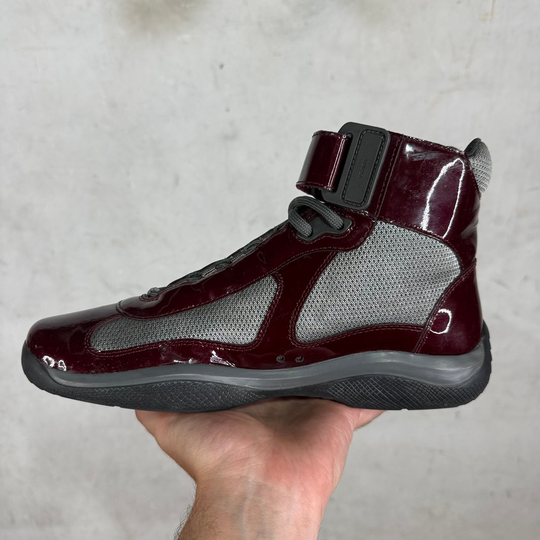 Prada Patent Burgundy High Americas Cups