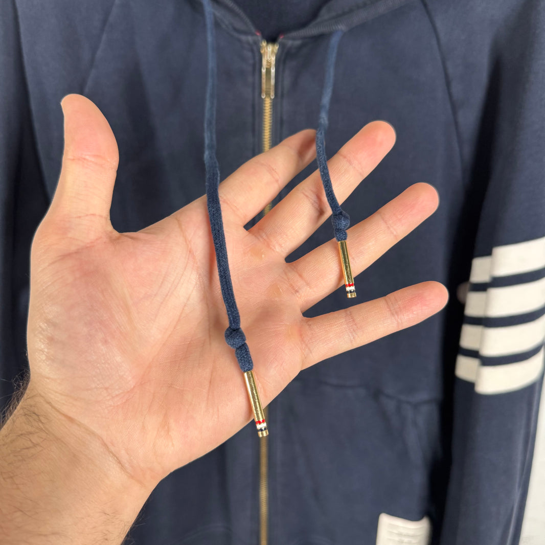 Thom Browne Navy Zip Hoodie