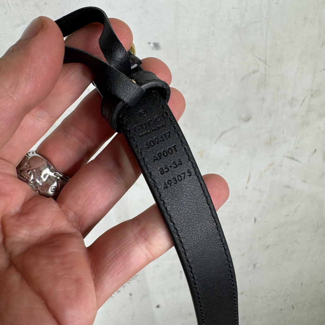 Gucci Interlock Thin Black Leather Belt