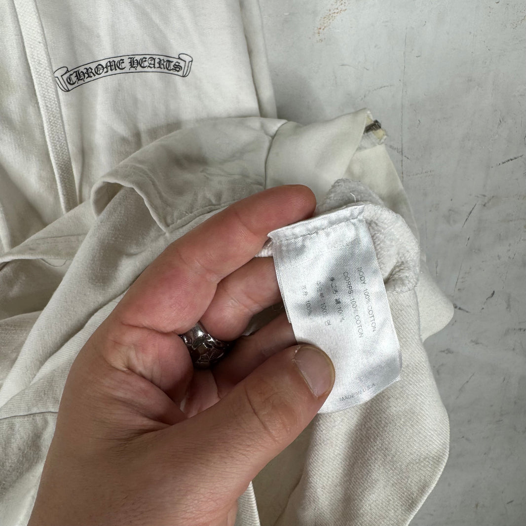 Chrome Hearts Smoked Script Sleeve White Zip Hoodie