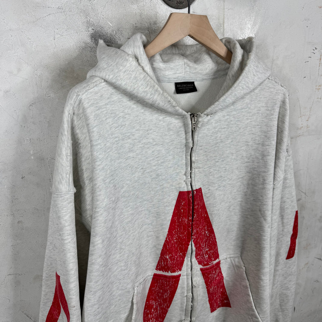 Balenciaga Grey Archive Music Zip Hoodie
