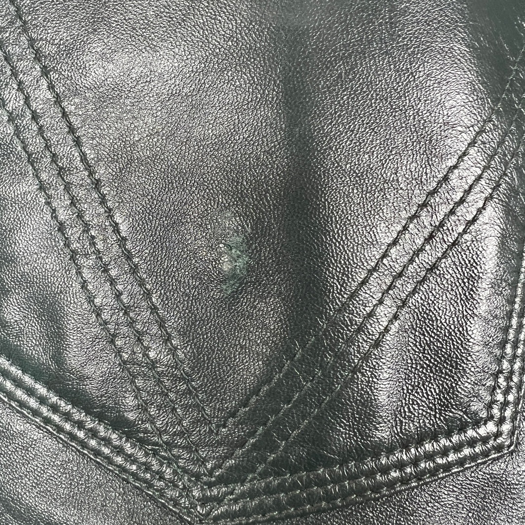 Bottega Veneta Green Leather Denim-Lined Pants