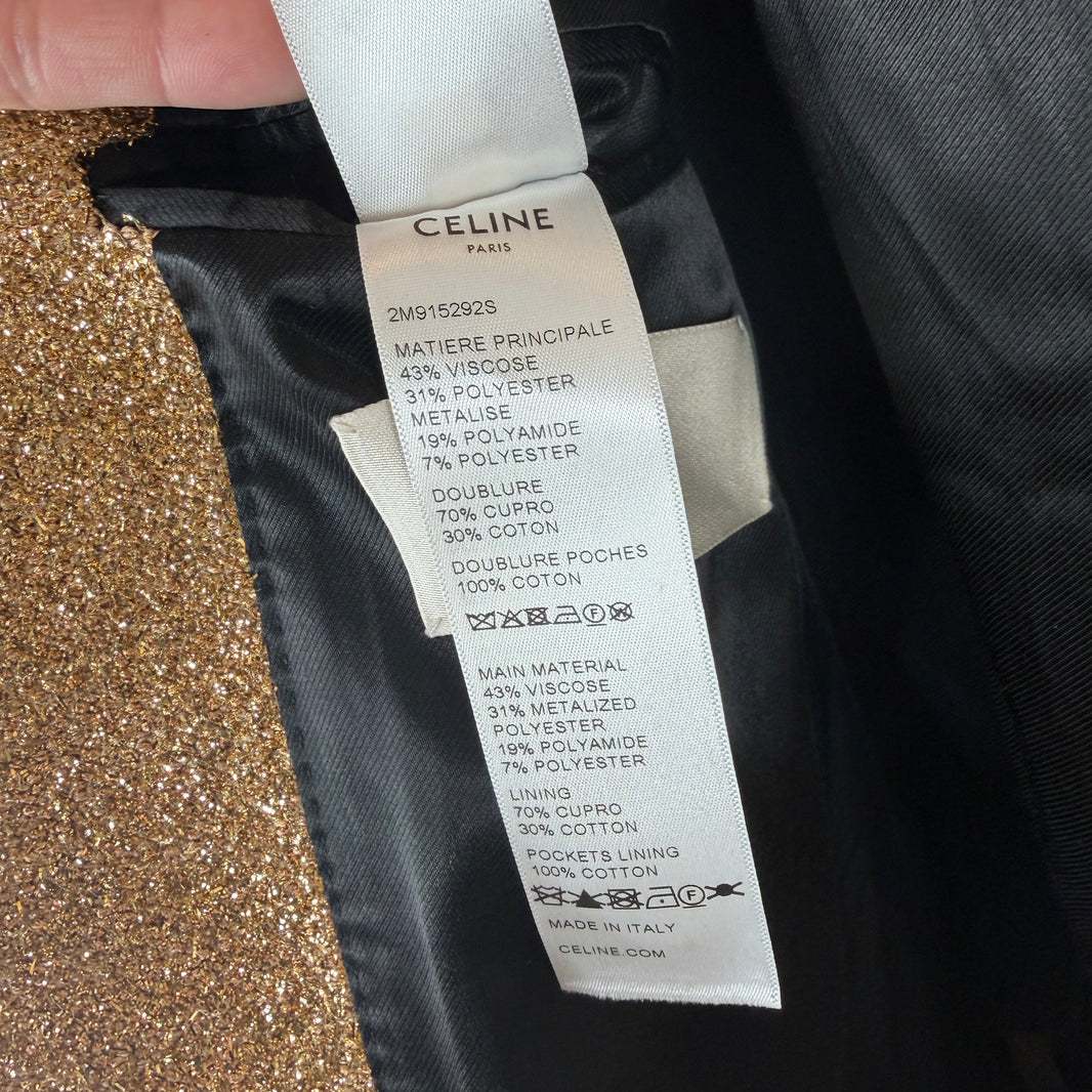 Celine Gold Metallic Tweed Coat