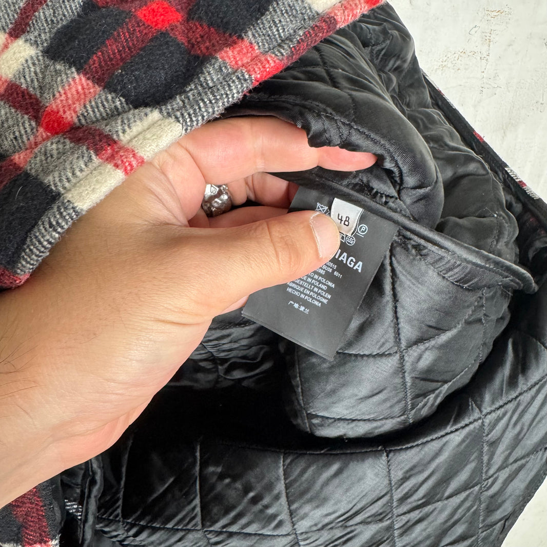 Balenciaga Plaid Heavy Quilted Snap Flannel