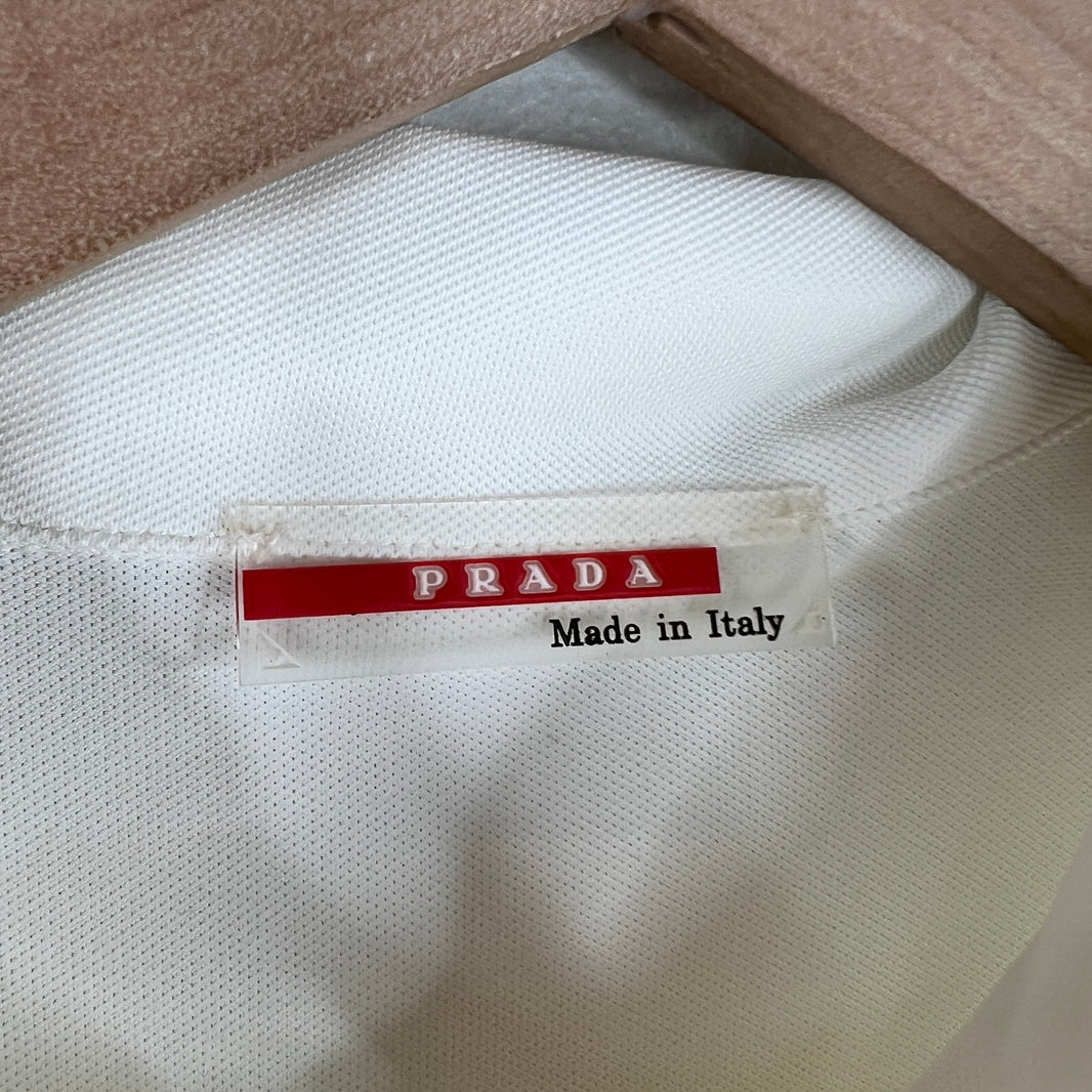 Prada White Zip Up Polo T-Shirt