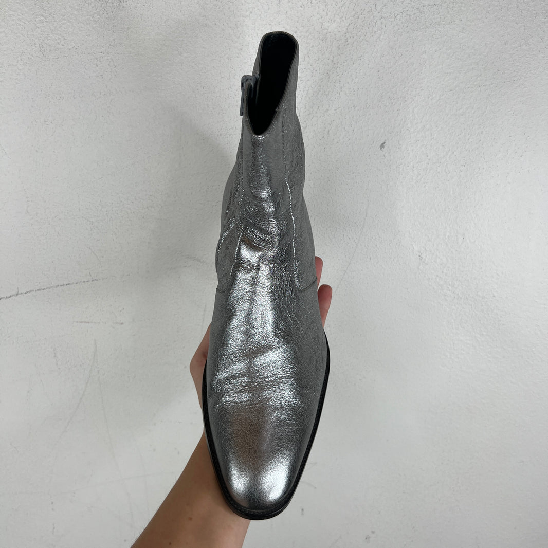 Saint Laurent Silver Wyatt Boots