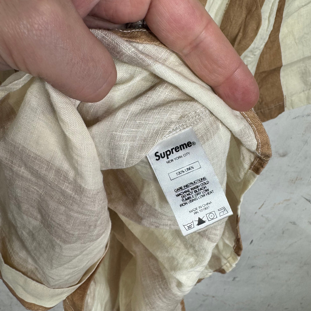 Supreme Tan/White Wide Striped Linen Shirt