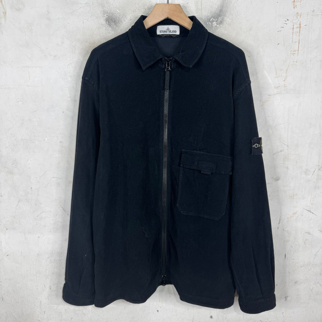 Stone Island Brushed Cotton Zip Up Jacket