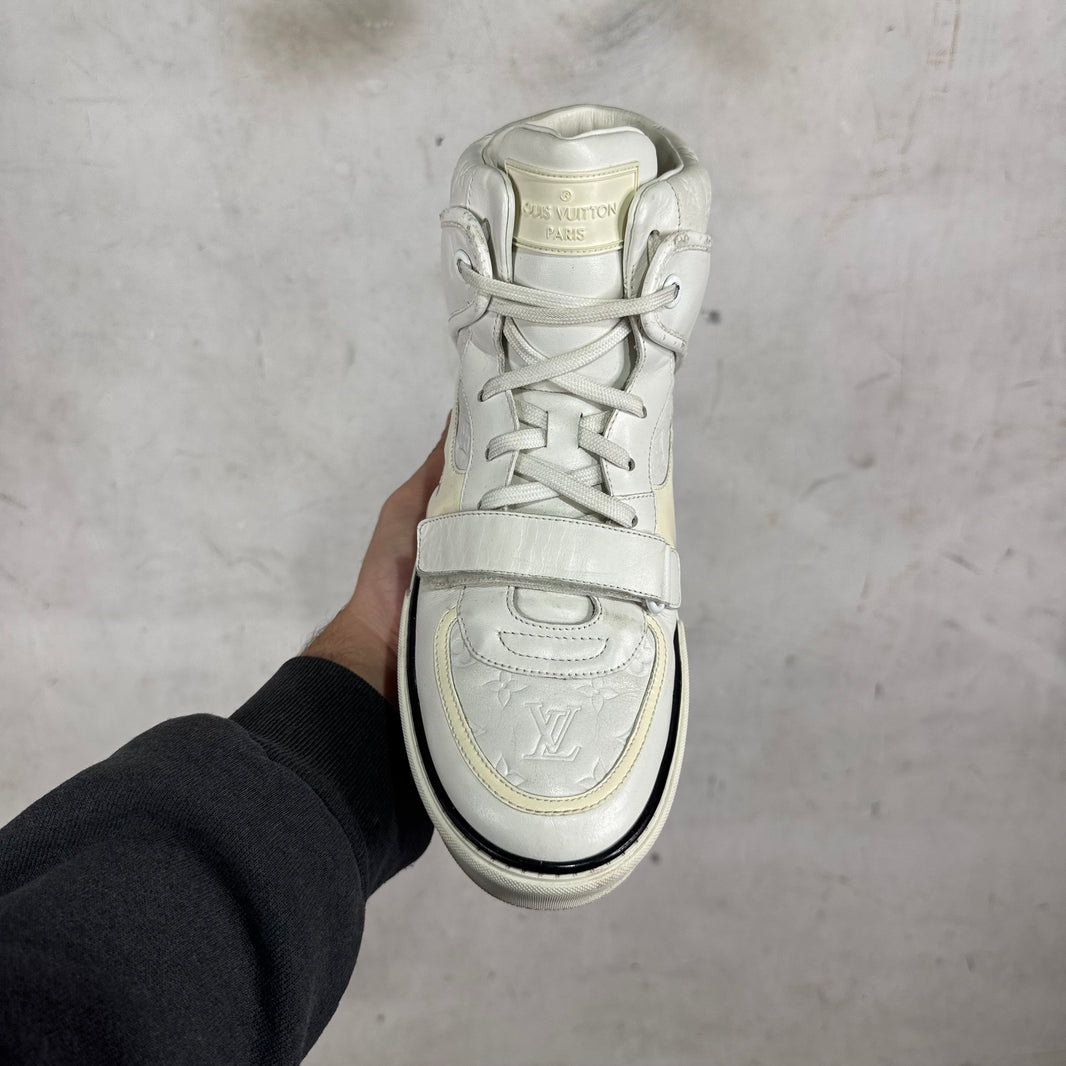 Louis Vuitton White Straped Monogram Patent Sneakers