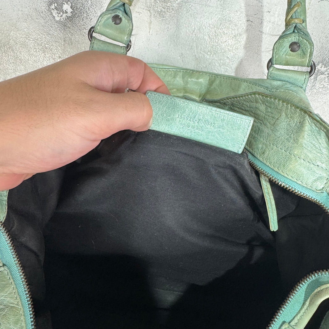 Balenciaga Teal City Bag