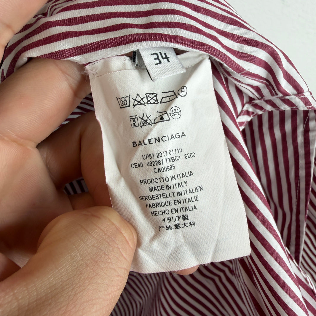 Balenciaga Red Striped Button Up Shirt
