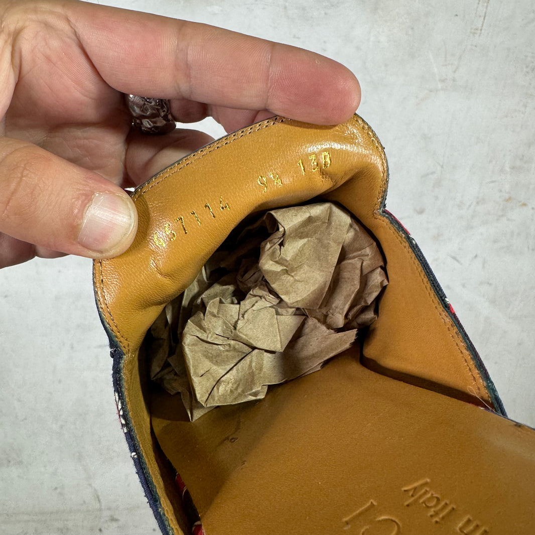 Gucci Satin Patterned Horse-Bit Mules