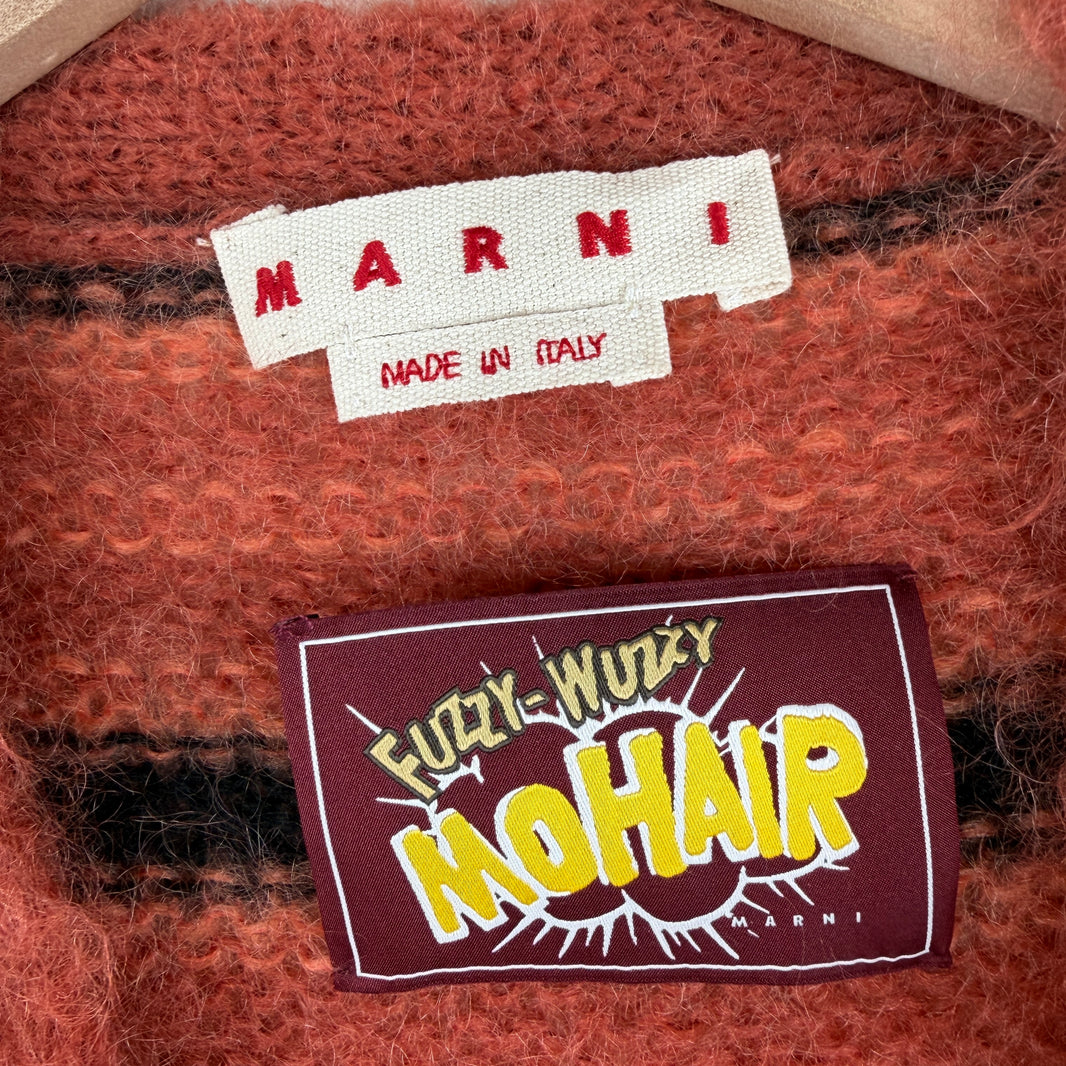Marni Rust Striped Mohair Cardigan