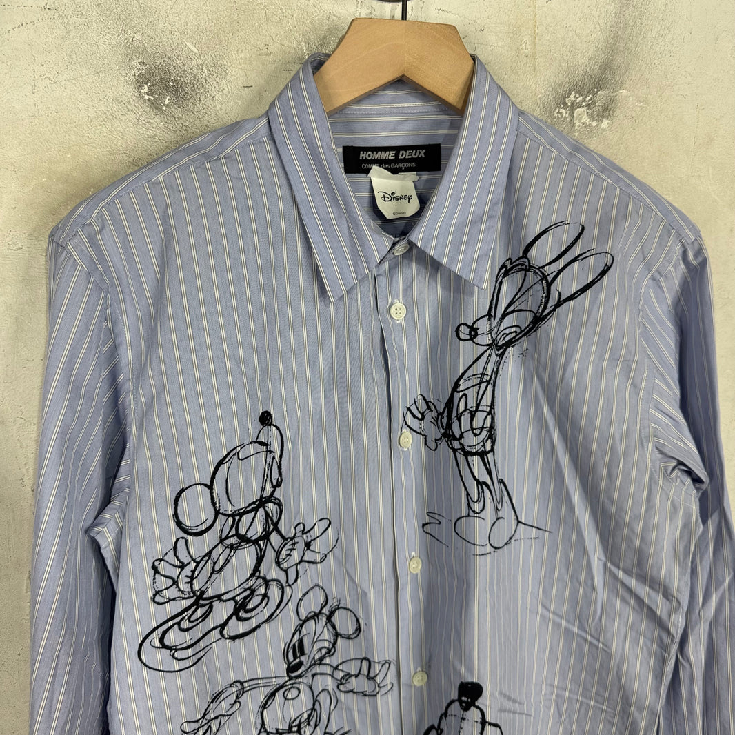 CDG Homme Deux Disney Sketch Striped Shirt