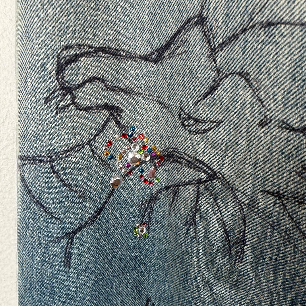 Balenciaga Rhinestone Scribble Jeans