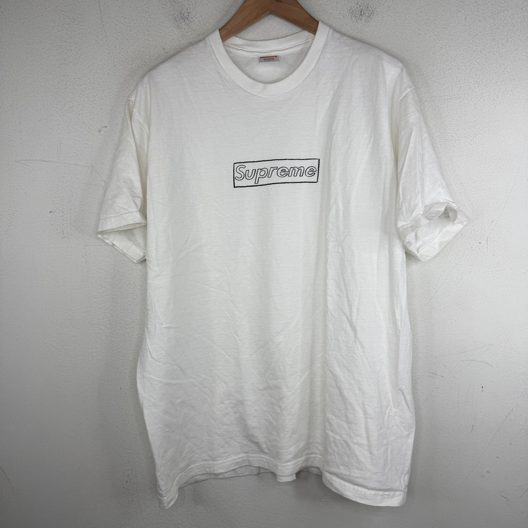 Supreme White Kaws Box Logo Shirt