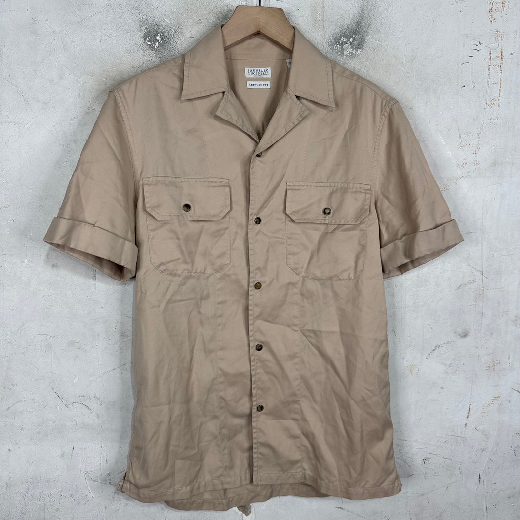 Brunello Cucinelli Camp Collar Snap Button Shirt