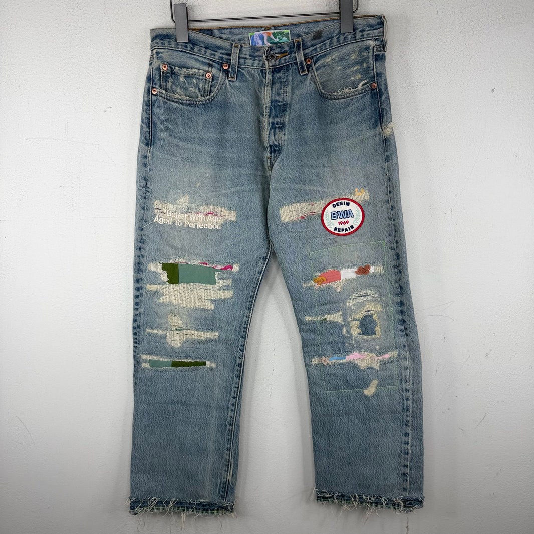 Better With Age Repaired Patched Jeans