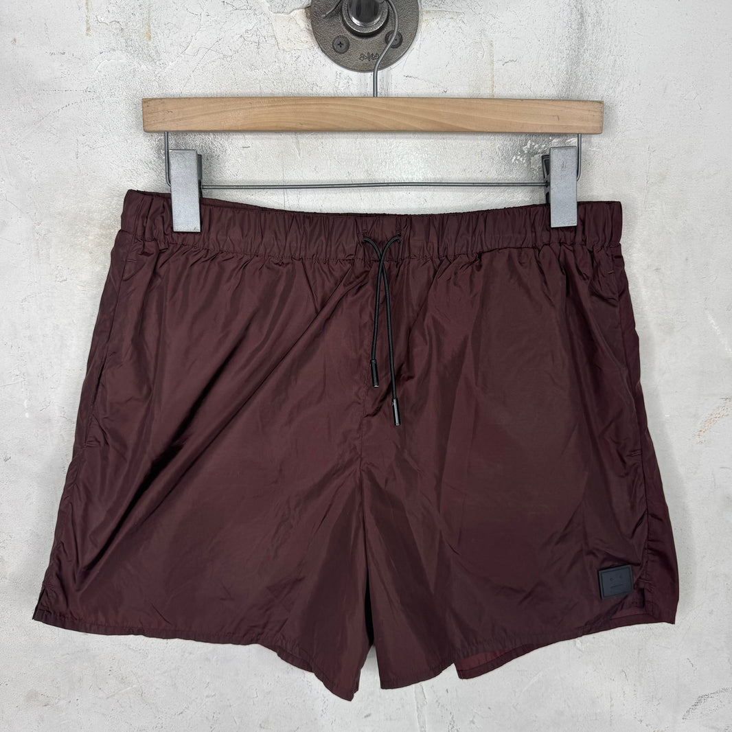 Acne Studios Maroon Nylon Swim Trunks