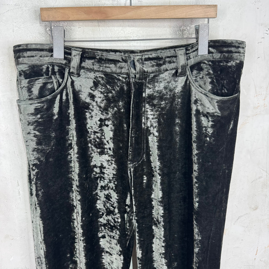 Balenciaga Olive Velvet Loose Pants
