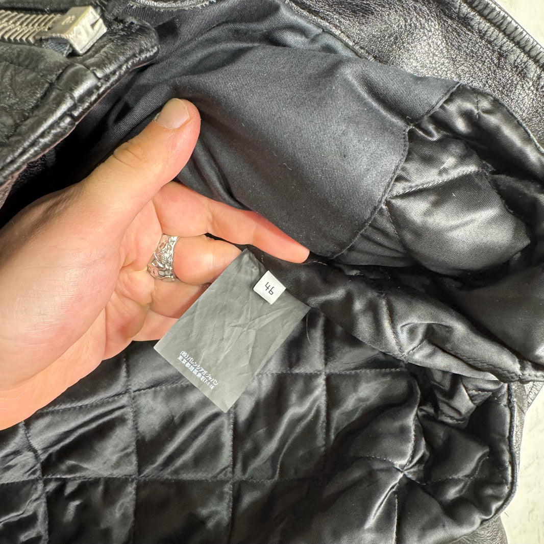 Balenciaga Tape Graphic Leather Biker Jacket