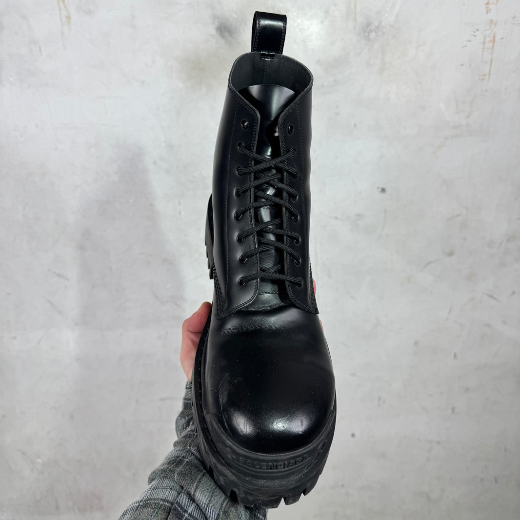 Balenciaga Black Leather Strike Boots