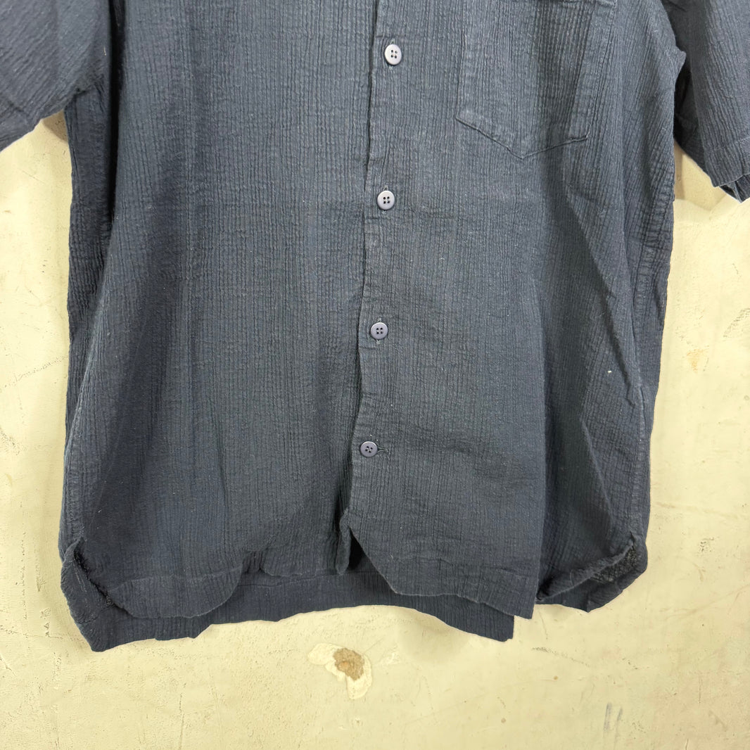 Issey Miyake Ribbed S/S Navy Shirt