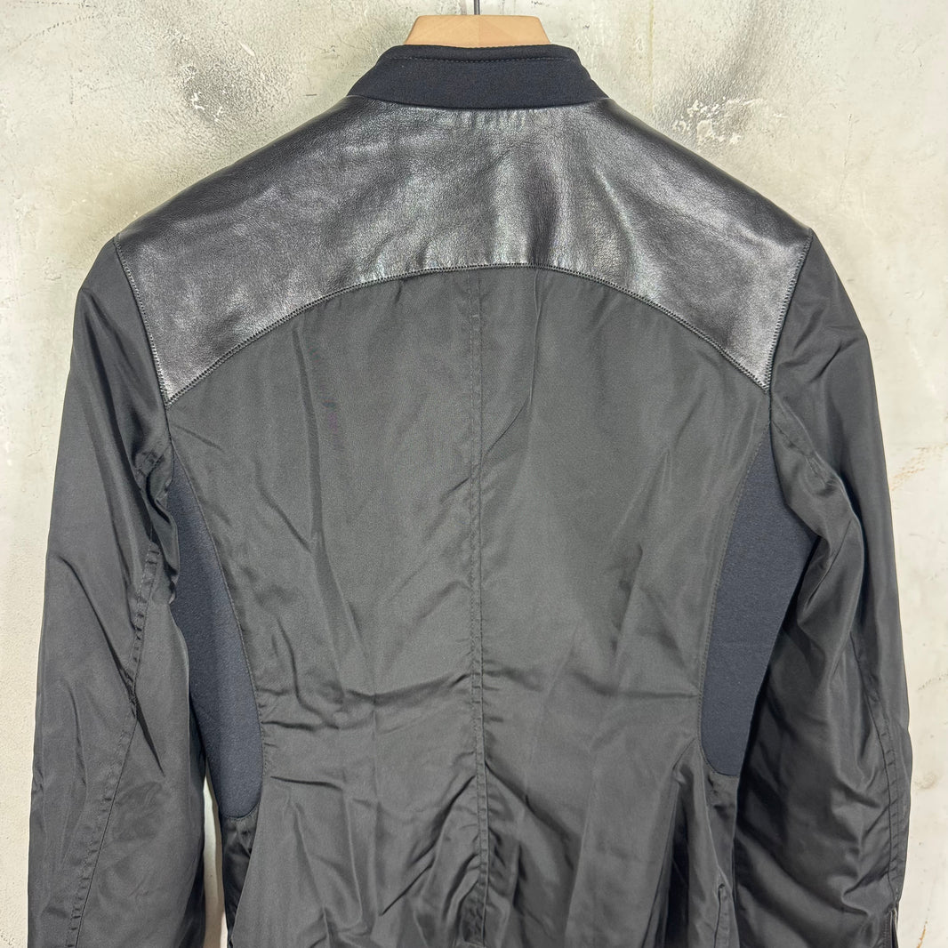 Prada Nylon Leather Trimmed Moto Jacket