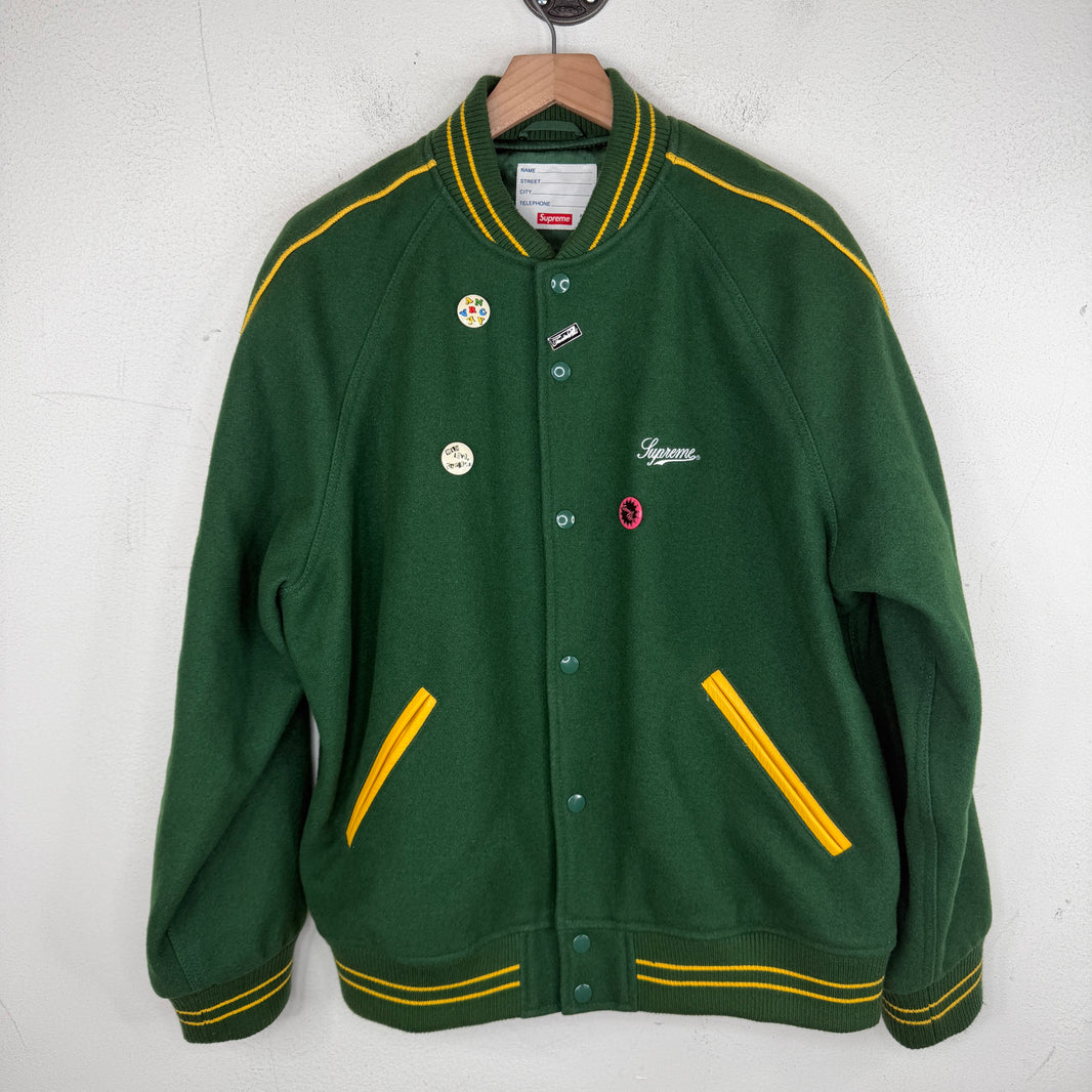 Supreme Green Jaime Reed It's All Bollocks Varsity Jacket
