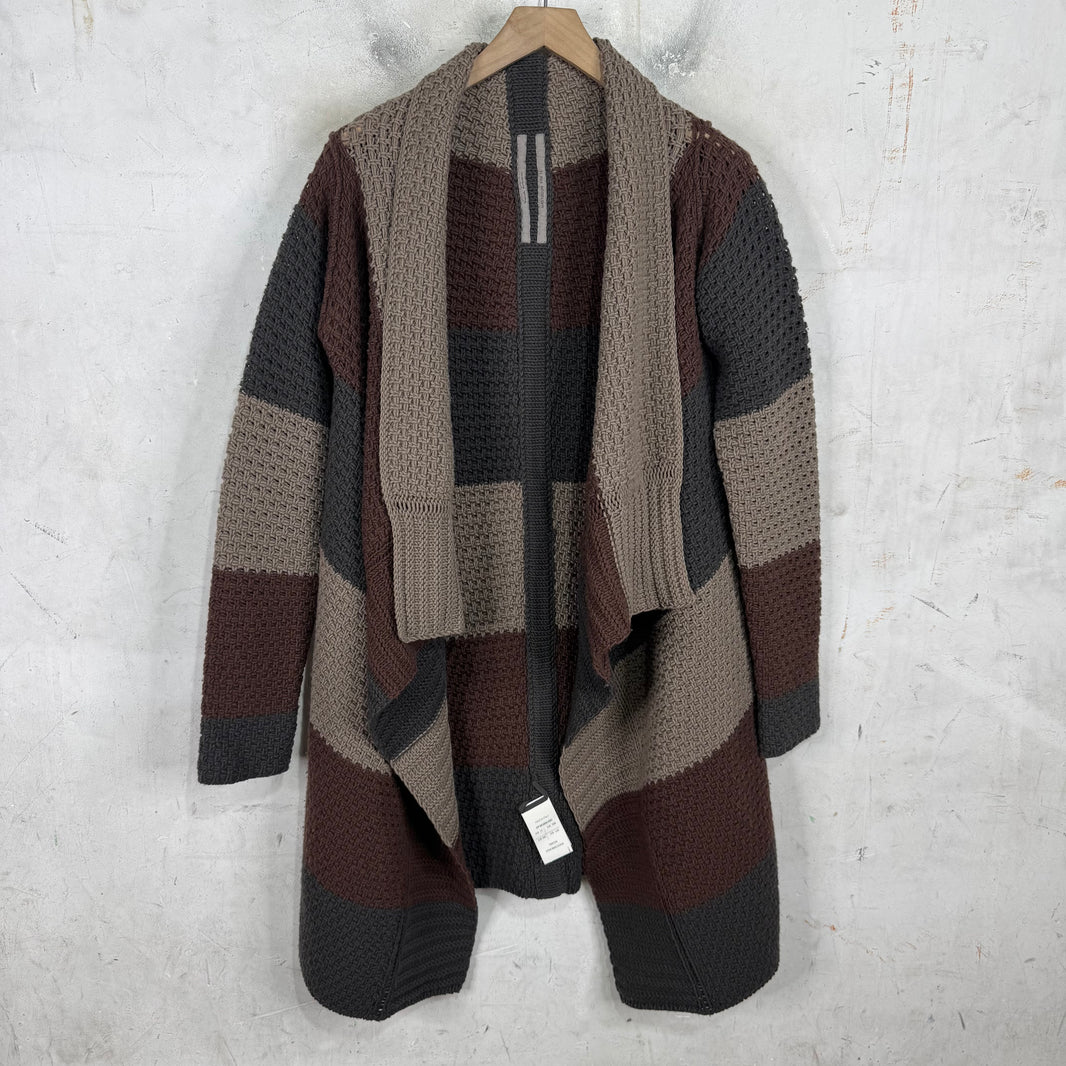 Rick Owens Mastadon Knitted Color Blocked Poncho