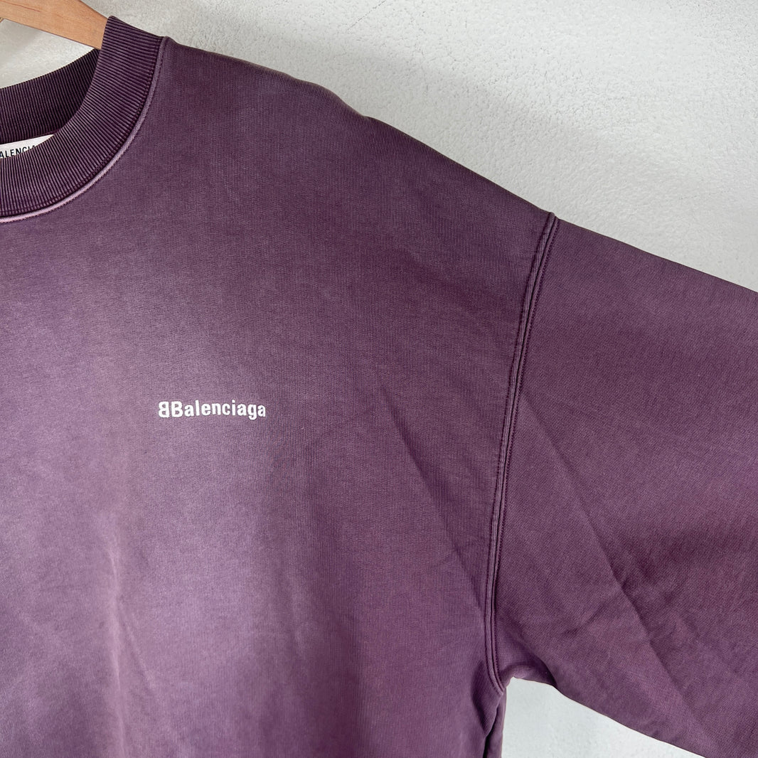 Balenciaga Wardrobe Purple Washed Small Logo Crewneck