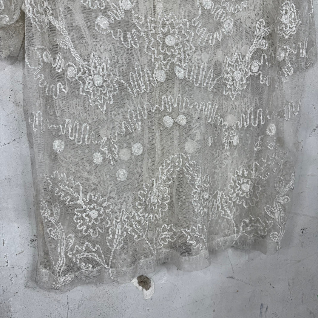 Bode Sheer Stitched Squiggly Shirt