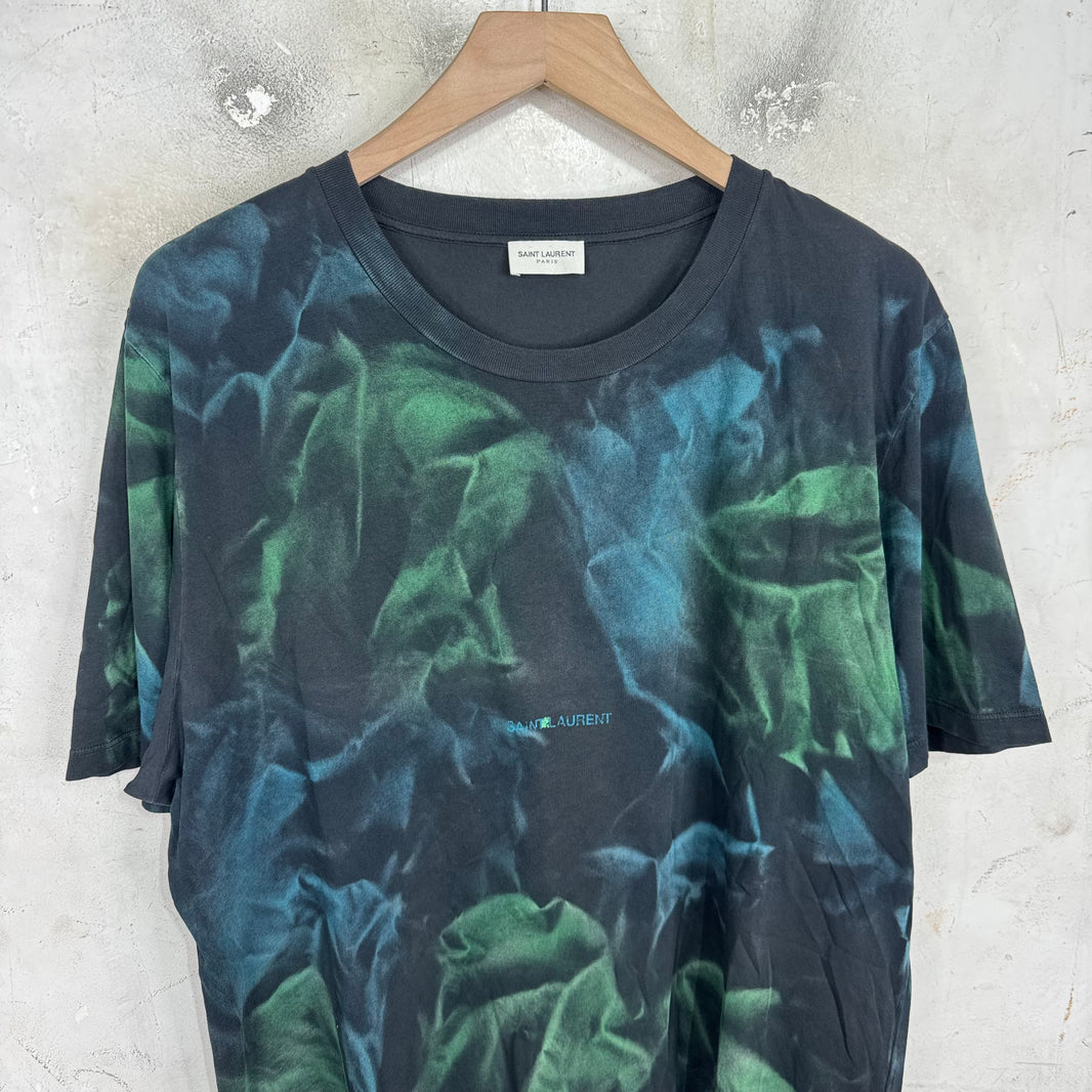 Saint Laurent Blue/Green Dye Logo T-Shirt