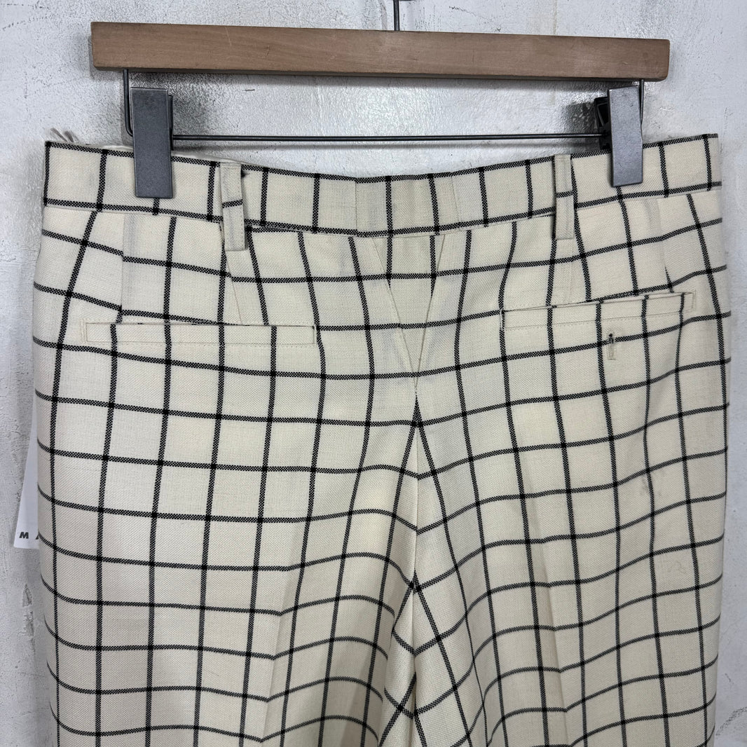 Marni Loose Beige Plaid Trousers