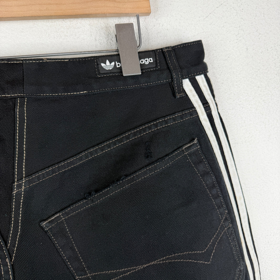 Balenciaga Adidas Black Distressed Shorts