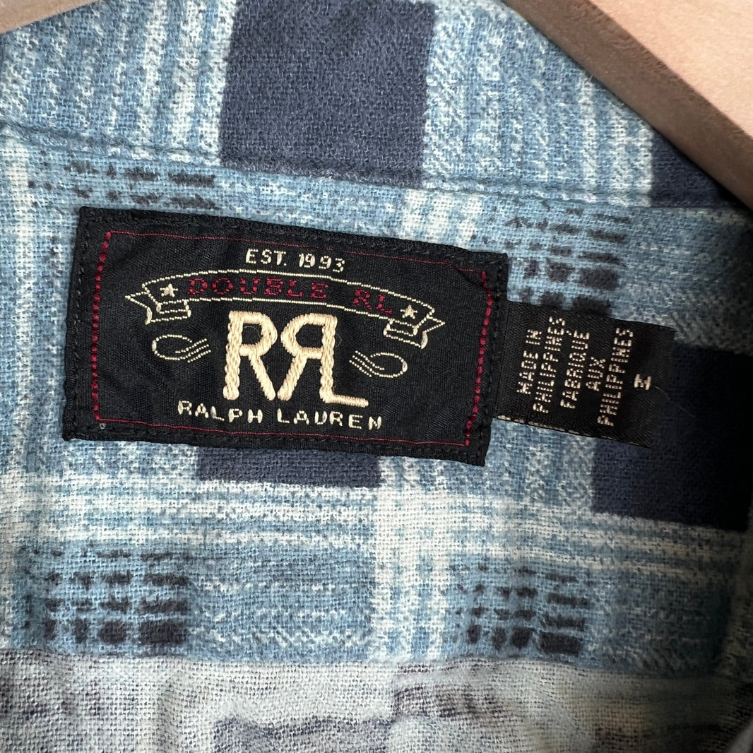 RRL Blue Plaid Button Up Flanel Shirt