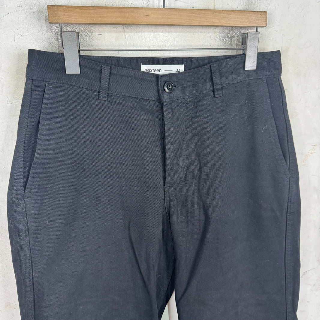 3Sixteen  Black Brushed Cotton Work Pants