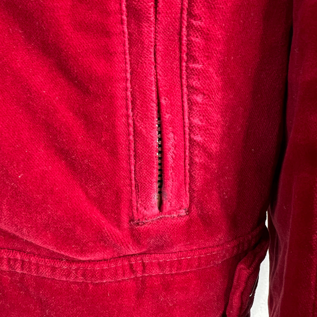 Balmain Red Velvet Crest Jacket