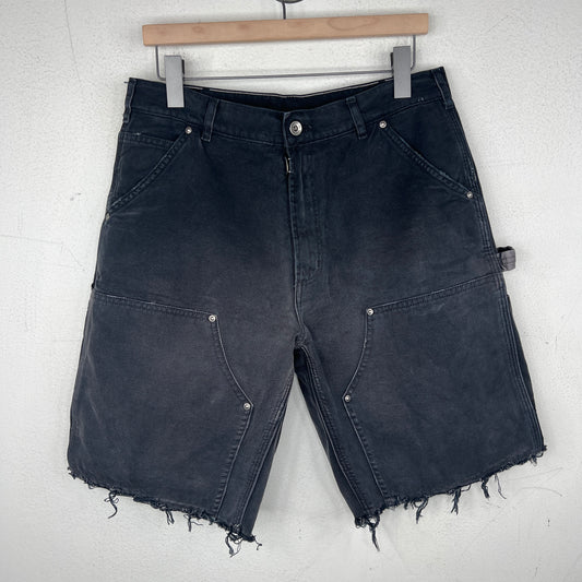 Margiela Black Double Knee Cut Distressed Shorts