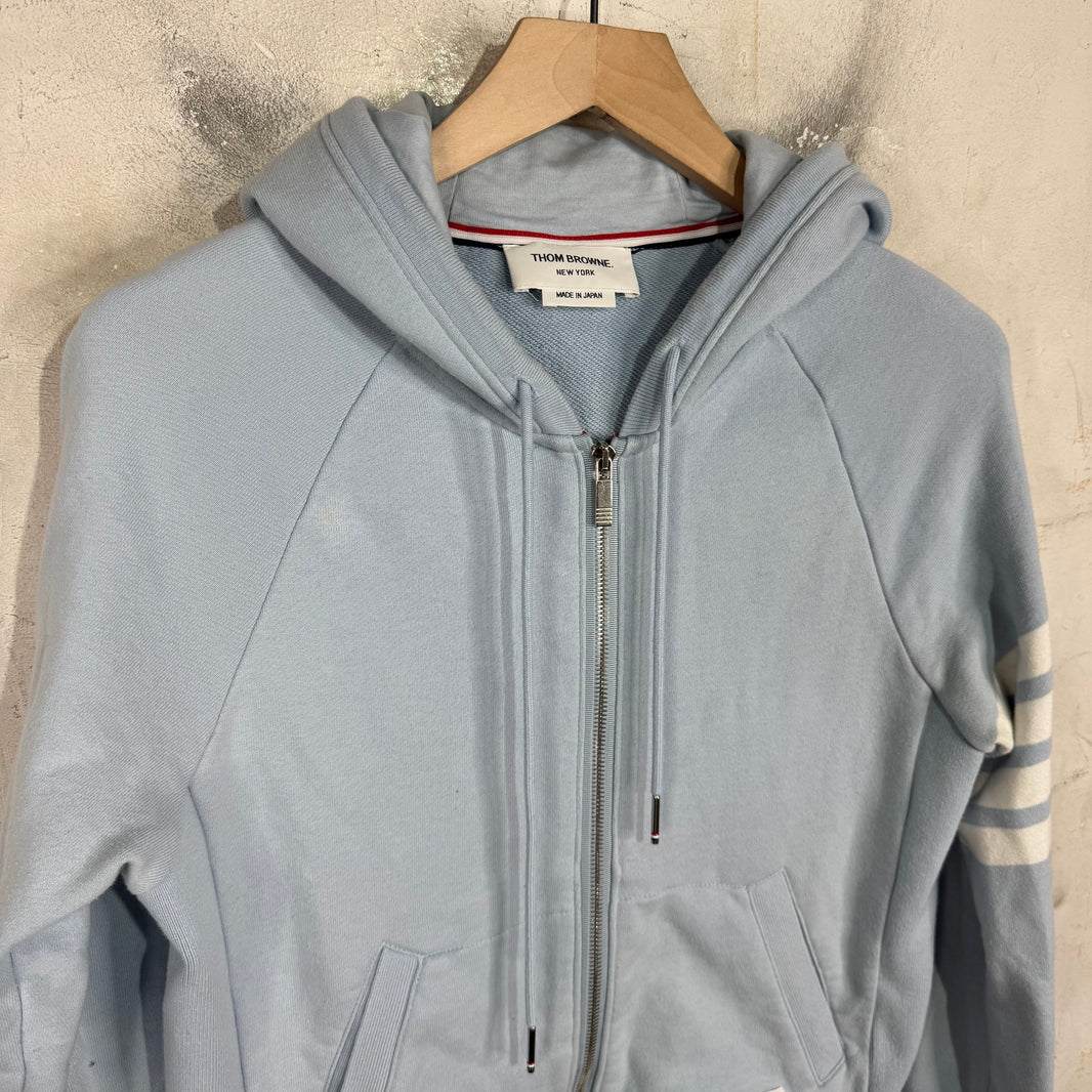 Thom Browne Blue Striped Zip Hoodie