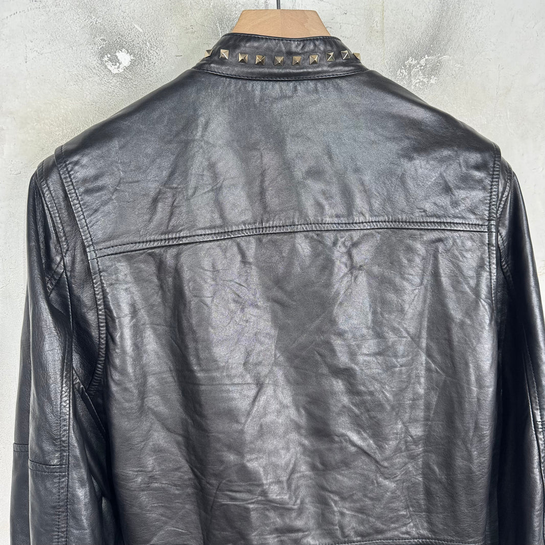 Valentino Rock Stud Leather Cafe Racer Jacket