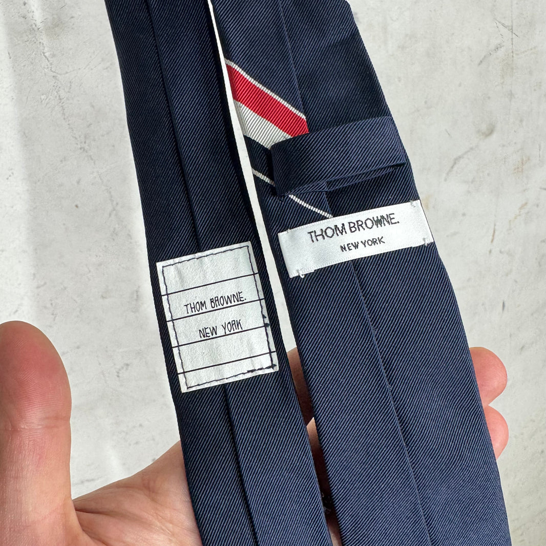 Thom Browne Navy Striped Tie