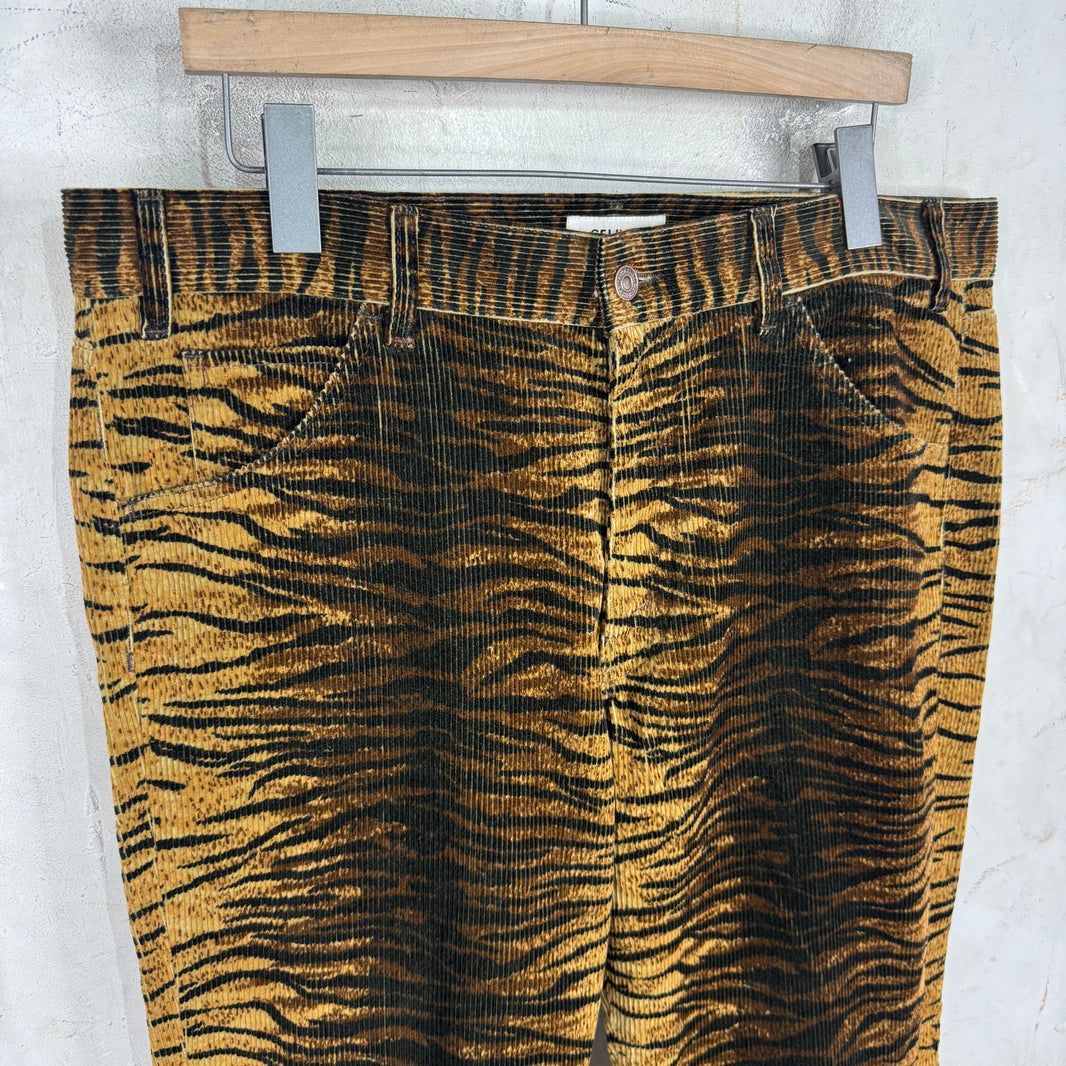 Celine Tiger Stripe Corduroy Flares