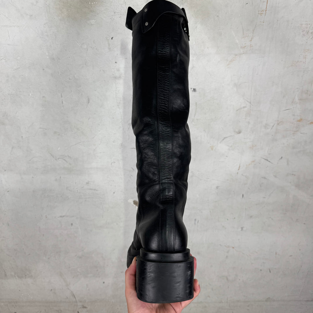 Rick Owens Leather Bogun Knee High Boots