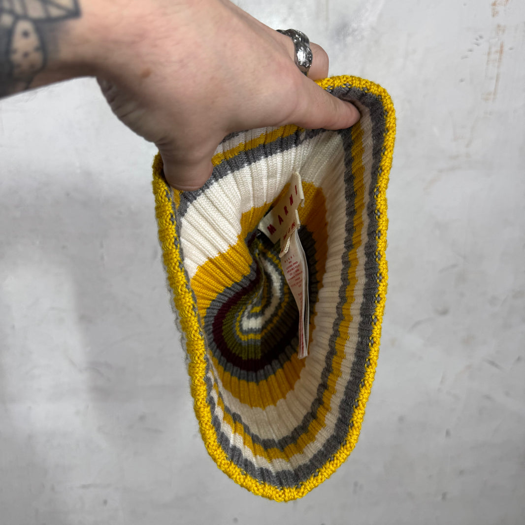 Marni Yellow Striped Beanie