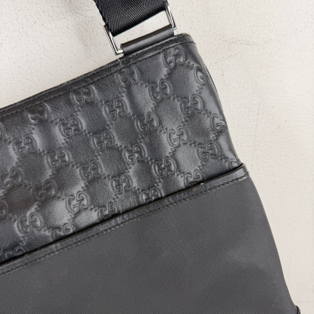 Gucci Leather Monogram Messenger Bag